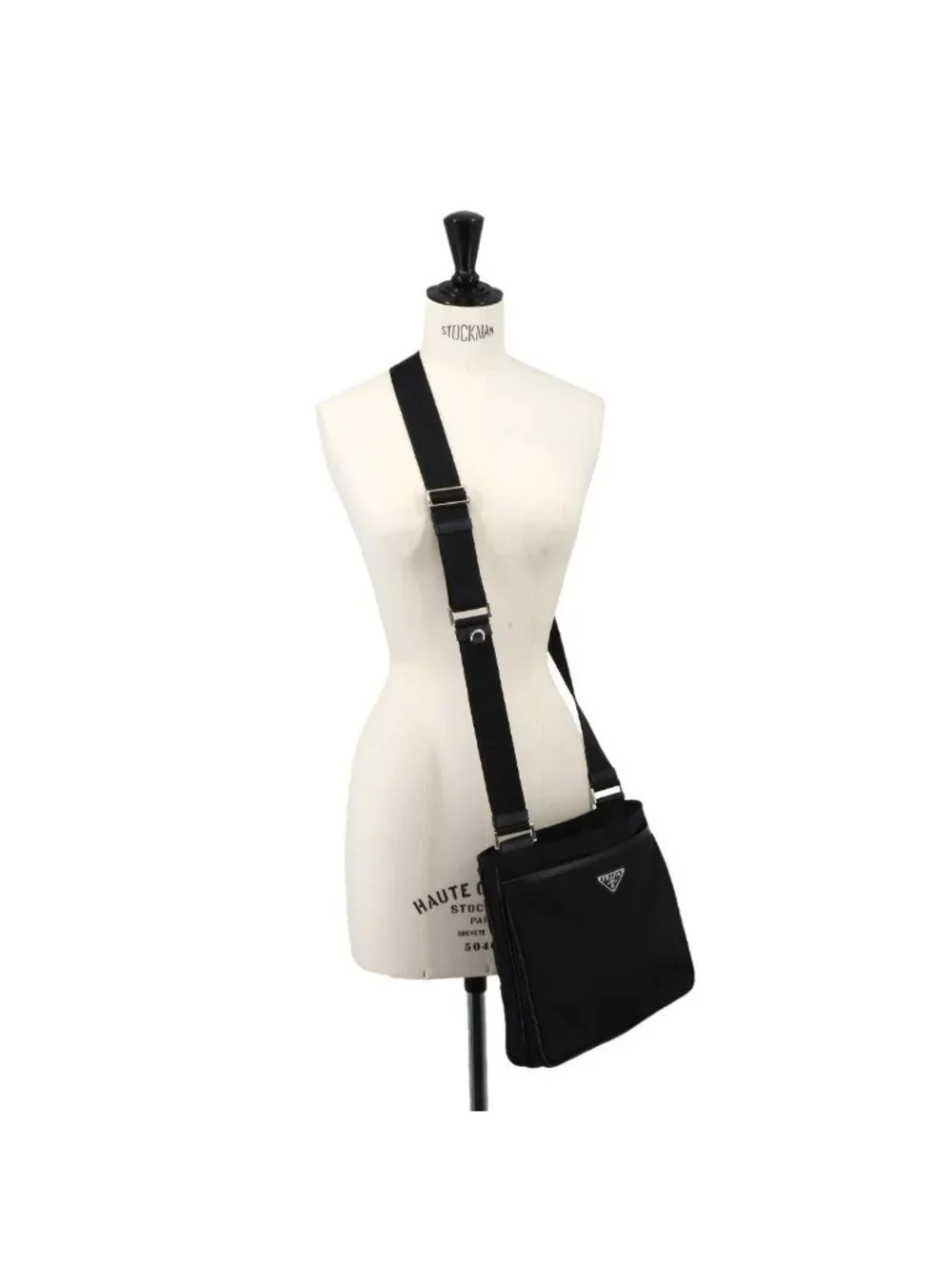 Prada Shoulder Bag Nylon Saffiano Leather Nero Black Silver
